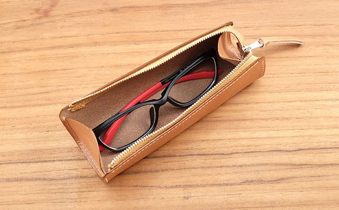 牛革 メガネ・ペンケース ナチュラル｜北海道 滝川市 めがねケース メカネケース ペンケース 革 革製品 牛革 ケース