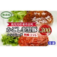 【0075137a】鹿児島黒豚無添加ハンバーグ(2種：和風・トマト) 国産 黒豚 豚肉 ぶた肉 短鼻豚 冷凍 冷凍配送 【鹿児島ますや】