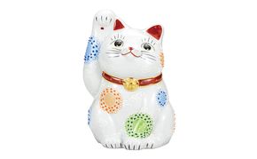 九谷焼　7号招き猫　白盛　a05 