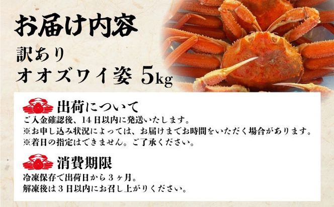 オオズワイ姿（訳あり品）5kg｜かに カニ ズワイガニ オオズワイ【ysk-003】