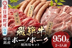 飛騨牛・ボーノポーク・ウインナー 焼肉用食べ比べセット 950g 2～3人前 519