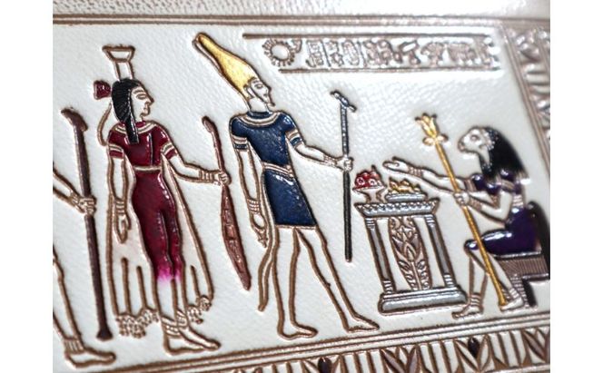 【文庫屋大関】パーソナルホルダー　エジプトNo.3【皮革工芸品】 雑貨 日用品 ブックカバー パスポートケース 貴重品入れ マルチケース シンプル 和風 革小物 