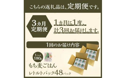3カ月連続お届け【ごはんで腸活】もち麦ごはんレトルト48パック