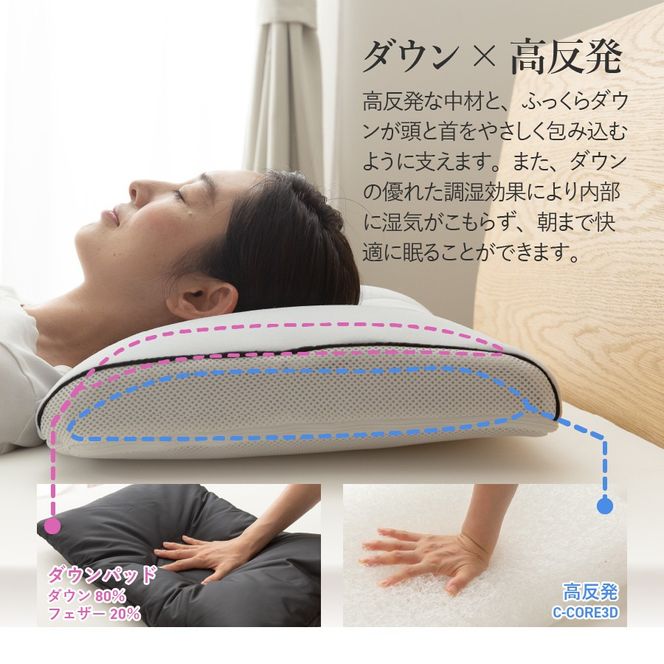 【甲州羽毛ふとん】洗えるダウンエアーピロー  枕 まくら 高反発 睡眠 快適 洗える エアーピロー  山梨 富士吉田