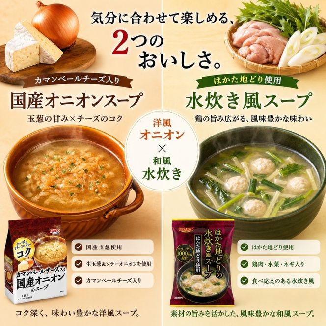 スープ 2種のスープ (オニオン・水炊き) 各40食 計80食 フリーズドライ