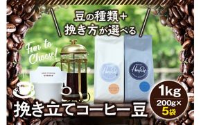 【豆】10種類の豆+4種類の挽き方が選べる！挽き立てコーヒー豆 5袋セット / コーヒー豆 焙煎 コーヒー【hgo001-d】