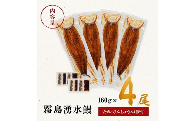 【志布志市人気No.1お礼の品】霧島湧水鰻の蒲焼き 160g以上×4尾＜計640g以上＞ b3-018