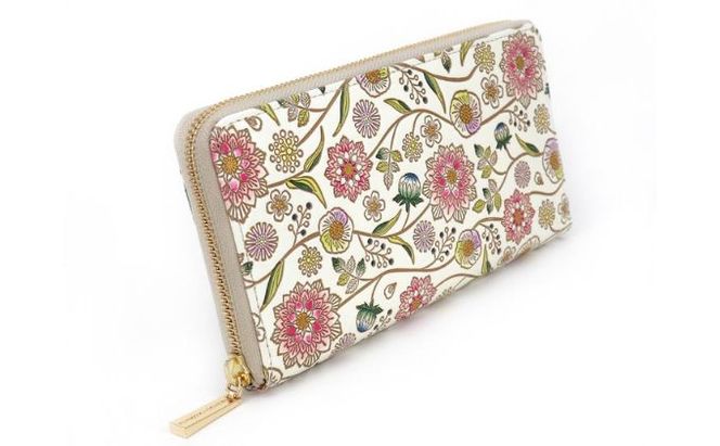 【文庫屋大関】 大容量　ぐるっとファスナーの長財布　ダリア＜ベリーピンク＞【皮革工芸品】 ファッション小物 民芸品 