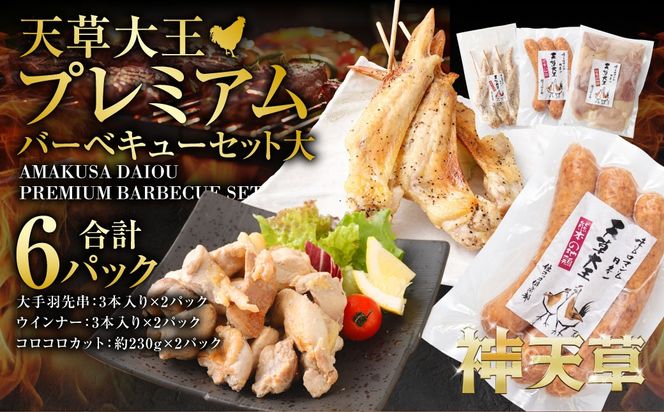 天草大王プレミアムバーべキューセット（大） 計6パック 天草大王 焼鳥 手羽先 串 ウインナー コロコロカット