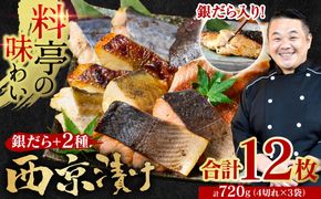【訳あり】厳選 鮮魚 西京漬け 720g 銀だら入り 食べ比べ 3種 12枚 西京焼き 4切れ×3袋 日本料理店 料亭 西京焼き 銀だら 厳選 鮮魚 魚 さかな 冷凍 【順次発送】