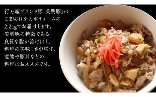 【 全3回 隔月 定期便 】美明豚 こま切れ 約2.2kg （茨城県共通返礼品：行方市） びめいとん ビメイトン ブランド豚 銘柄豚 豚 豚肉 肉 茨城県産 国産 冷凍 小間切れ こま切れ [EQ006us] 小分け