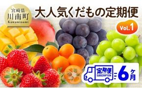 【6ヶ月定期便】大人気くだもの定期便Vol.1【 川南町産 くだもの いちご イチゴ きんかん マンゴー シャインマスカット ピオーネ  】 [B11706t6]