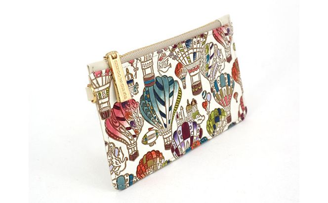 【文庫屋大関】すっきりカードケース　気球【皮革工芸品】 ファッション小物 雑貨 フラグメントケース 小銭入れ付き 収納 スマート 日本製 