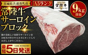 【常陸牛】A5サーロインブロック 9kg前後（茨城県共通返礼品）