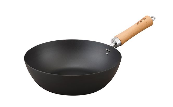 フライパン 鉄フライパン 28cm アイリスオーヤマ SCW-28 炒め鍋 鉄 IH対応 ih ガス ガス火 鉄のフライパン 鉄製 木製ハンドル 空焚き不要 お手入れ簡単 木 持ち手 木製取っ手 木柄 調理器具 キッチン ブラック キッチン雑貨 