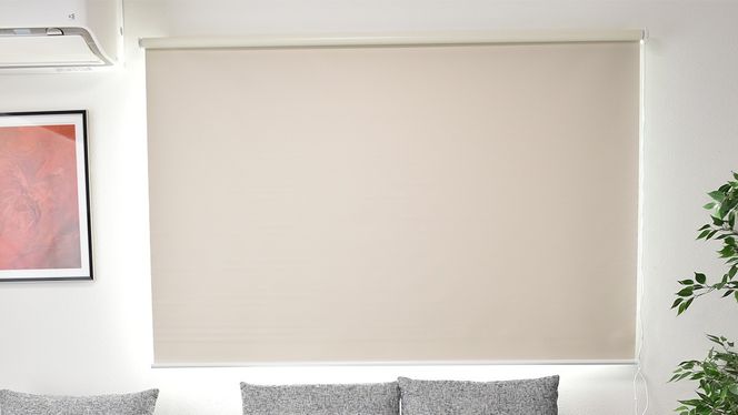 TOSO ロールスクリーン ボールチェーン式 採光生地 90cm×220cm（アイボリー）ブラインド シンプルインテリア 採光 間仕切 カーテンレール取付 [BD164-NT]