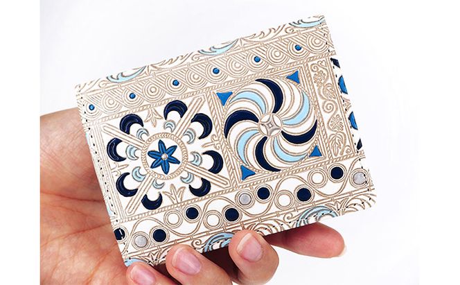 【文庫屋大関】箱まち小銭入れ　錦紗＜青＞【皮革工芸品】 ファッション小物 財布 民芸品 