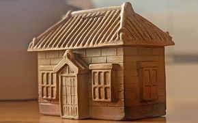 「十坪住宅貯金箱」リバイバル版/寒風陶芸会館/陶器 工芸 贈答 [№5735-1742]