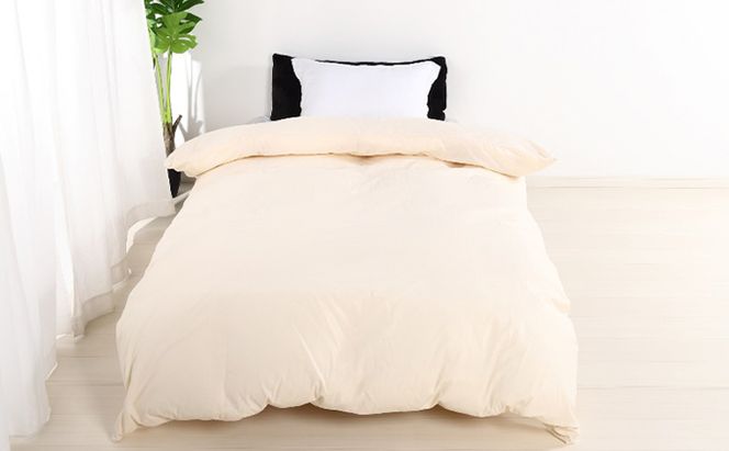 羽毛布団ダブル掛け布団日本製ダウン90％1.4kg立体スクエアキルト8か所ループ付き無地クリーム 寝具 軽量 立体キルト ピュアダウン 