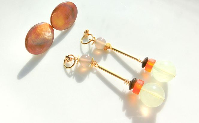 Jupiter ピアス アクセサリー 天然石 1個 [Q]handmadejewely【ゴールド グリーン ブラウン オレンジ シンプル クール エレガント 可愛い ハンドメイド ジュエリー 手作り  職人 上品 華やか ドレス 結婚式 大人の雰囲気 ギフト プレゼント】