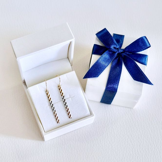 Pt900/K18YG/PG 3カラー 地金 ピアス フック式 保証書付 NO-1974 SWAD072