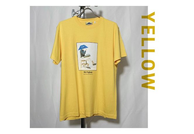 【 選べるカラー / サイズ 】 Tシャツ 半袖 YELLOW  / WHITE 【サイズ M / L】 綿100％ 「 OvO Fuji san Tee 」 ユニセックス ファッション 黄色 イエロー 白 ホワイト 富士山 日用品 山梨 富士吉田