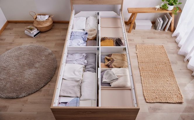 ベッド 収納ベッド宮付き DSBM-S ライトナチュラル シングル 宮付き 収納 北欧風 おしゃれ 引き出し 収納 かわいい 2口コンセント すのこ構造 ベッド下収納 1人暮らし 新生活 アイリスオーヤマ