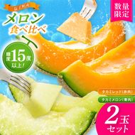 【先行予約】【数量限定】赤肉・青肉メロン食べ比べ2個セット｜タカミレッド＆タカミメロン｜高糖度・産地直送｜栃木県益子町 メロン プレゼント お中元 産地直送 赤肉 青肉　(AA045)