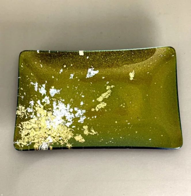 角小皿 マジョ（金箔）グリーン ［NF129］ 303446_CU90057VC01