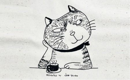 キャンパス 地 トート バッグ 「 カフェ 猫 」 《糸島》【のび工房】 【いとしまごころ】[ADZ010] エコバッグ 猫 三毛猫 ぶち猫 かわいい 糸島