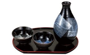 九谷焼　 晩酌揃　銀彩（盆付） 