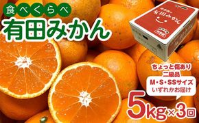 定期便 ちょっと 傷あり 5kg ×3 回 コース 有田みかん 食べくらべ 3種 全3回 南泰園 BS815