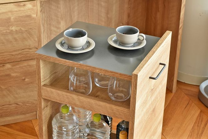 グラーデ 39 ストックカウンター NA【ナチュラル 完成品 特殊鋼板 ストック収納 ワゴン 省スペース 作業台】(H062342)
