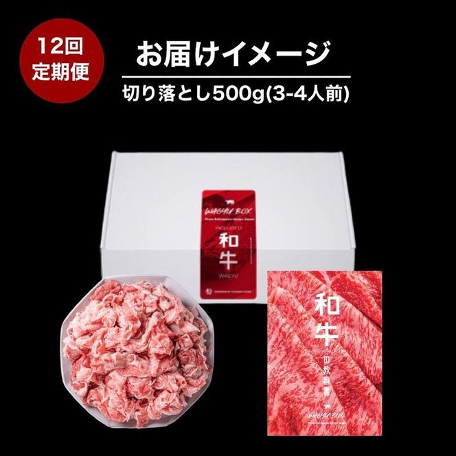 全12回定期便 肉のまち加古川 プリンセス和牛 切り落とし(500g×12か月)《 定期便 肉 和牛 切り落とし 牛肉 肉じゃが 牛丼 プルコギ カレー 日常使い おいしい おすすめ 贈答 プレゼント 》【2417A11506】