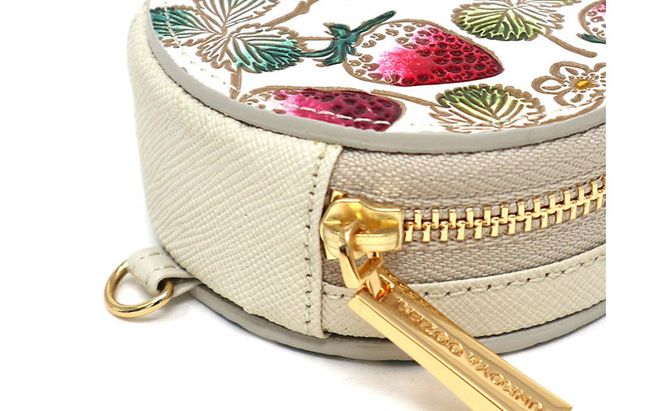 【文庫屋大関】マカロンポーチ いちご【皮革工芸品】 ポーチ ミニポーチ 小物入れ アクセサリー入れ イヤホン入れ 収納 保管ケース 手のひらサイズ  本革 革 皮革 工芸品 工芸 雑貨 ギフト プレゼント 日本製 東京