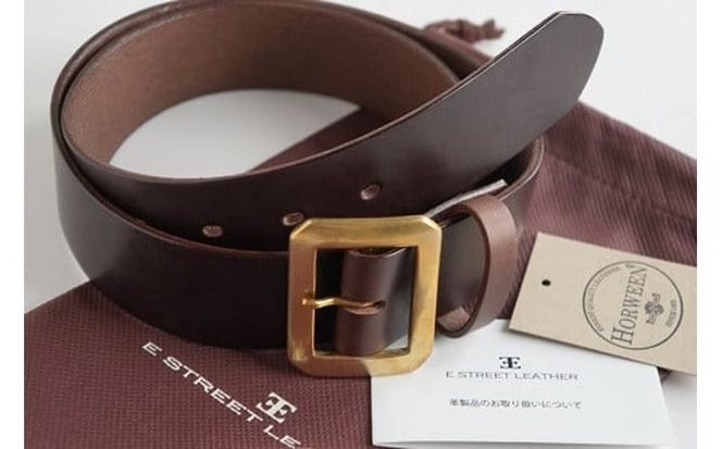 E STREET LEATHER ホーウィン・クロムエクセル 4cm幅 レザーベルト ブラウン 【star007-01】