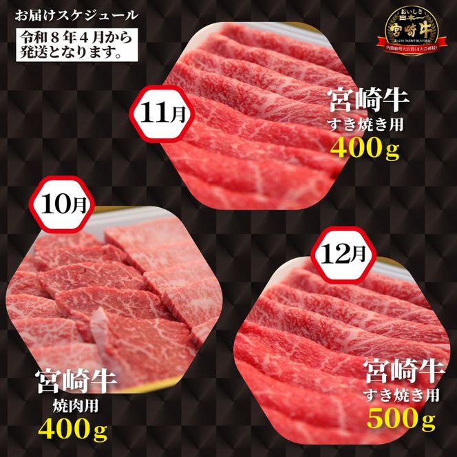 【定期便・全12回】西ノ原牧場直送 宮崎牛シルバーコース（肉定期便 黒毛和牛 和牛 赤身 霜降り ブランド牛 ステーキ 焼肉 すき焼き スライス 定期便 宮崎県 小林市 ）