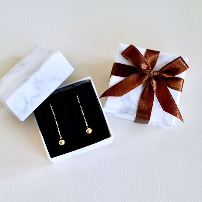 K18(18金) イエローゴールド 地金 ボール チェーン ピアス シンプル 保証書付 KO-0073 242-033-a