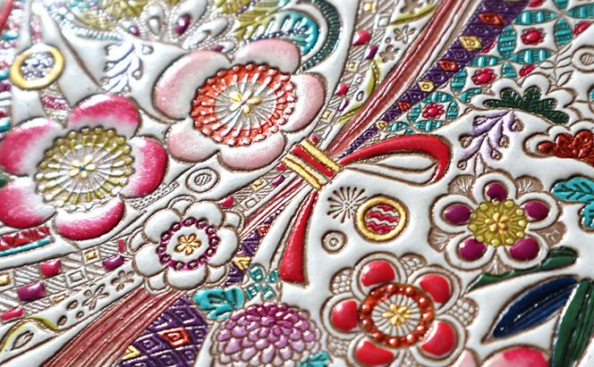 【文庫屋大関】マカロンポーチ 華熨斗【皮革工芸品】 ポーチ ミニポーチ 小物入れ アクセサリー入れ イヤホン入れ 収納 保管ケース 手のひらサイズ  本革 革 皮革 工芸品 工芸 雑貨 ギフト プレゼント 日本製 東京