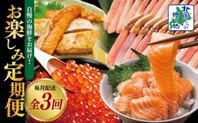 099Z418 【北国からの贈り物】お楽しみ海鮮定期便 全3回【毎月配送コース】