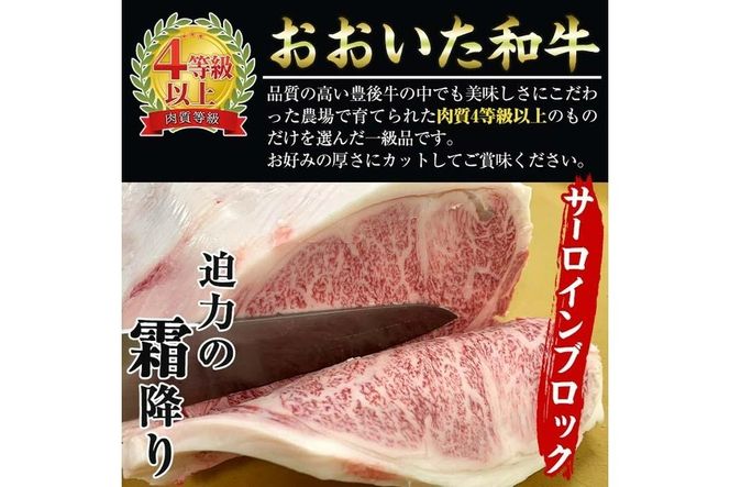 おおいた 和牛 サーロイン ブロック (1kg) 国産 豊後牛 ステーキ BBQ バーベキュー 惣菜 やきにく おかず 百年の恵み 大分県 佐伯市【BD190】【西日本畜産 (株)】