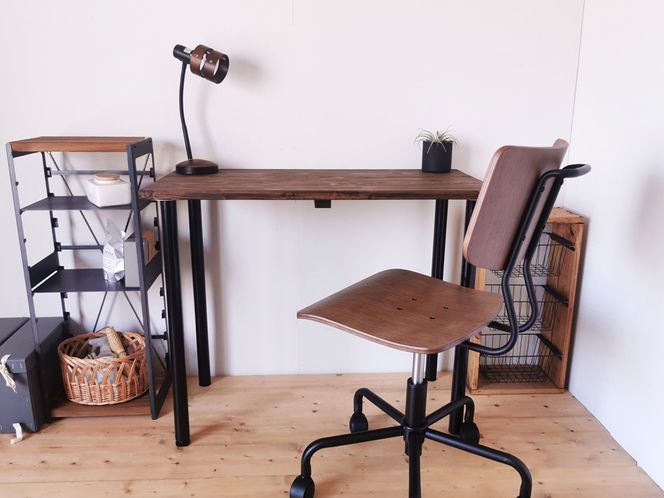 無垢材 デスク 約W100cm×D50cm ダークブラウン｜組立 簡単 工具不要 リビング 子供部屋 テーブル 家具 インテリア シェルフ 植物置き 靴棚 飾り棚 収納 日本製 [2493]