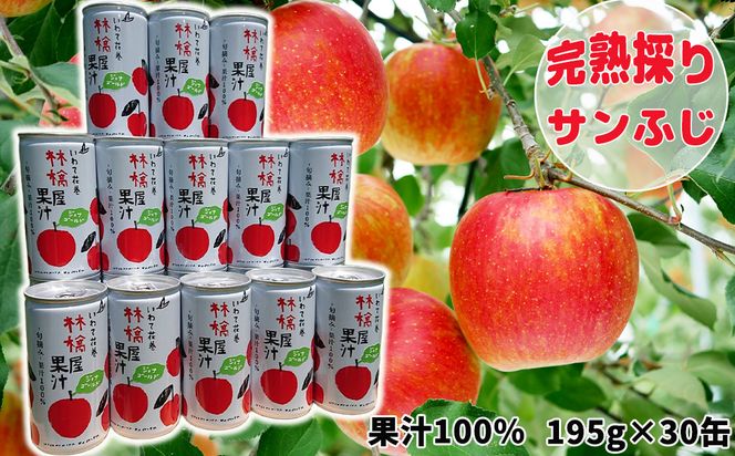 果汁100%！宇津宮果樹園の林檎屋果汁りんごジュース30缶セット 【サンふじ】 【635-1】