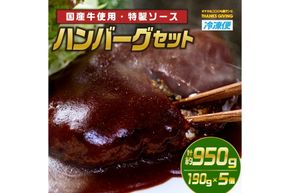 ハンバーグセット(計約950g・190g×5個)お肉 牛肉 ソース 冷凍 個包装 国産 おかず 惣菜 簡単調理【TG-1】【サンクスギビング】