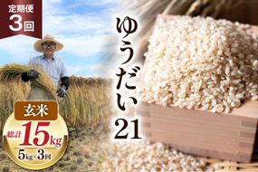 【3回 定期便】米 令和8年産 玄米 ゆうだい21 5kg×3回 計15kg [穂足農園 山梨県 韮崎市 20745229] お米 玄米 ご飯 ごはん こめ コメ 美味しい 15キロ