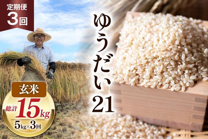 【3回 定期便】米 令和8年産 玄米 ゆうだい21 5kg×3回 計15kg [穂足農園 山梨県 韮崎市 20745229] お米 玄米 ご飯 ごはん こめ コメ 美味しい 15キロ
