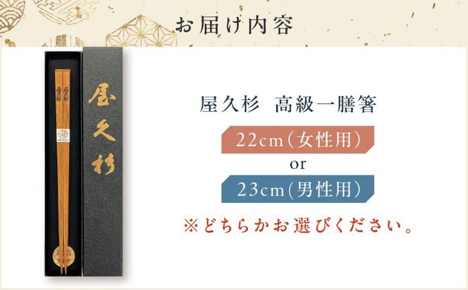 ＜選べる＞屋久杉 高級一膳箸 女性用（22cm）or男性用（23cm）　K042-009_SKU