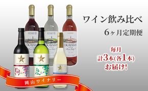 ワイン 飲み比べ 定期便 6ヶ月 サッポロ 岡山 ワイナリー お酒 ワイン ぶどう 