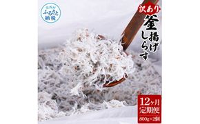 【CF-R7hbk】t205mmk　〈12ヶ月定期便〉訳あり 釜揚げシラス 800g×2個 定期便 定期コース 12ヶ月 しらす シラス 釜揚げ 新鮮 塩分控えめ 離乳食 わけあり ワケあり 不揃い しらす丼 海鮮丼 お茶漬け