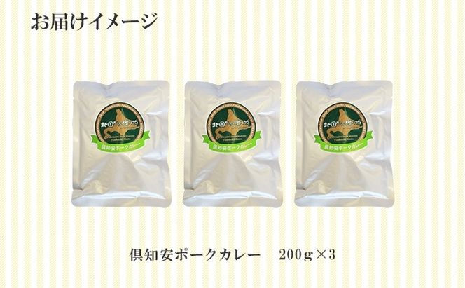 北海道 倶知安 ポークカレー 計3個 中辛 カレー レトルト 食品 加工品 ポーク 豚肉 野菜 じゃがいも お取り寄せ グルメ スパイシー 【お肉・牛肉・加工食品】 